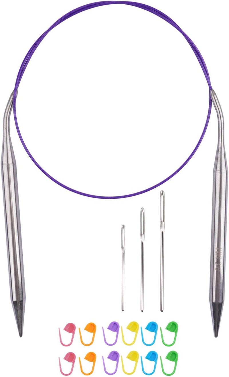 BsHooker Circular Knitting Needles 32inches/80cm,Size US 13(9mm) Stainless Steel Round Knitting Needles for Handmade Knitting DIY - Image 1